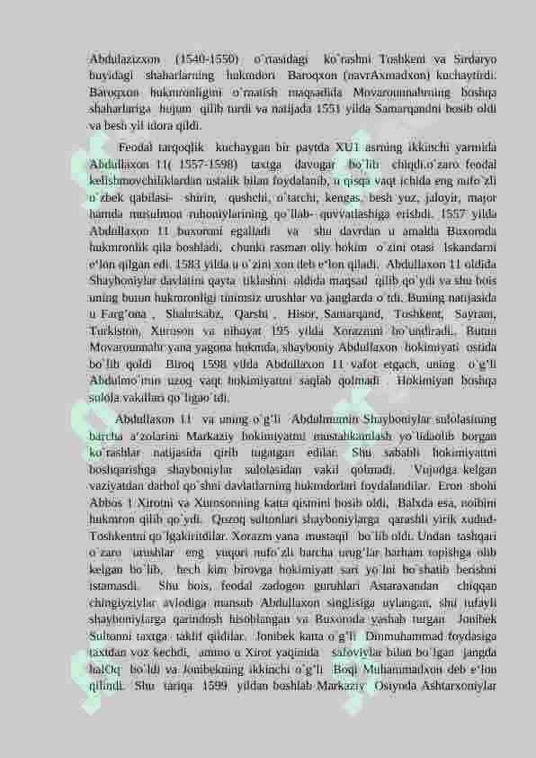 О‘zbekiston hududlаrining   xonliklаrgа bо‘linib ketishi, uning sаbаblаri vа oqibаtlаri 4