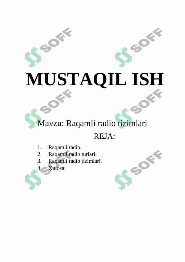 Raqamli radio tizimlari 1