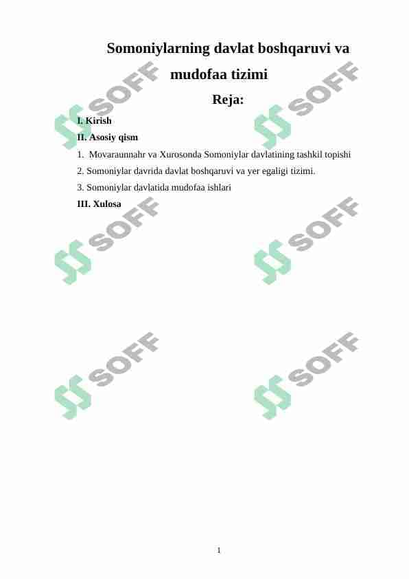Somoniylarning davlat boshqaruvi va mudofaa tizimi 1