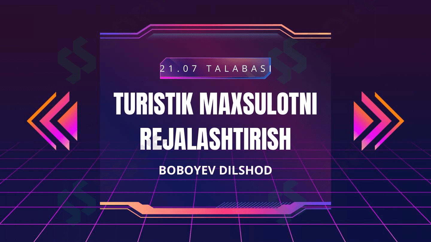 turistik mahsulotni rejalashtirish 1
