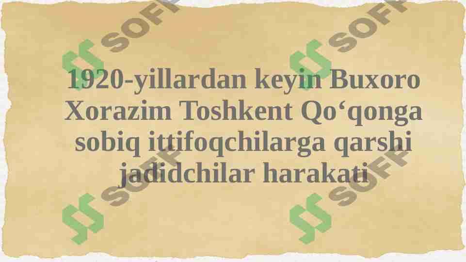 1920-yillardan keyin Buxoro Xorazm Toshkent Quqon 1
