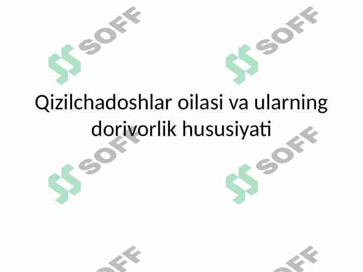 2-Qizilchadoshlar oilasi va ularning dorivorlik hususiyati 1