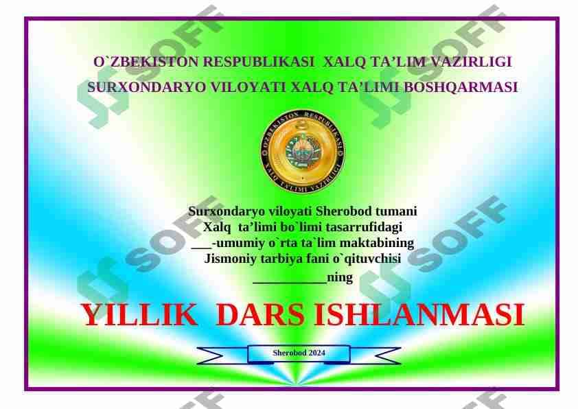 Yillik dars ishlanma yuzi uchun muqova 1