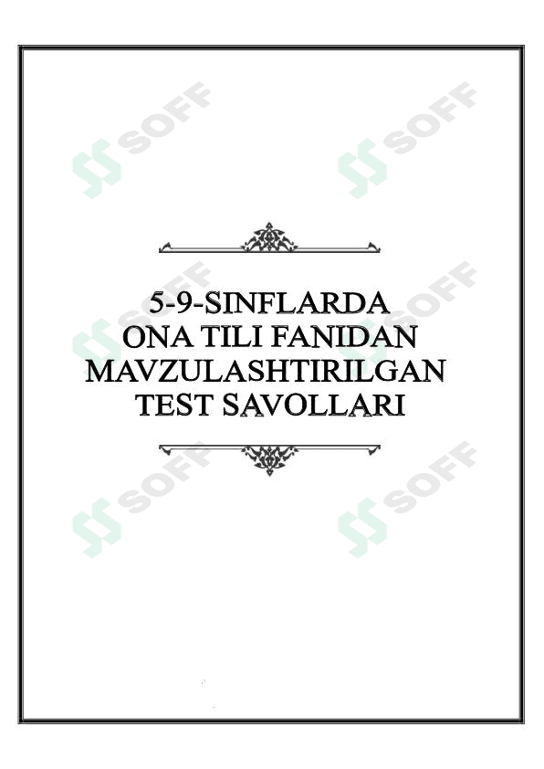 Ona tili fanidan testlar to'plami 1