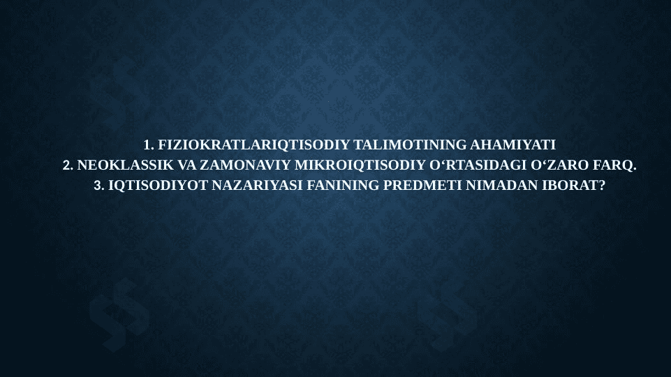 Iqtisodiyot nazariyasi haqida to'liq tushunchalar 1