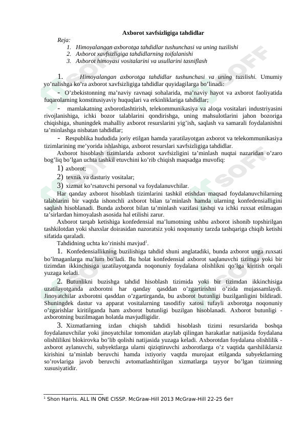 Axborot xavfsizligiga tahdidlar 1