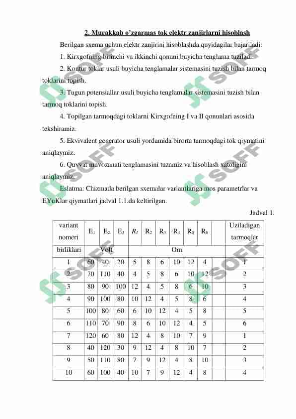 Murakkab o’zgarmas tok elektr zanjirlarni hisoblash Matematika 1