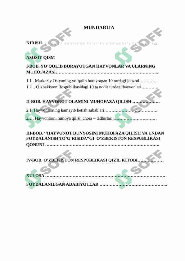 Noyob va yo'qolib borayogan hayvonlarni asrashga qaratilgan dastur va loyihalar 1