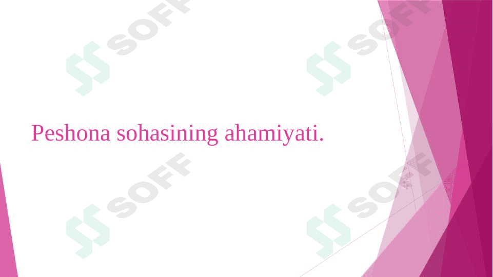 Peshona sohasining ahamiyati 1