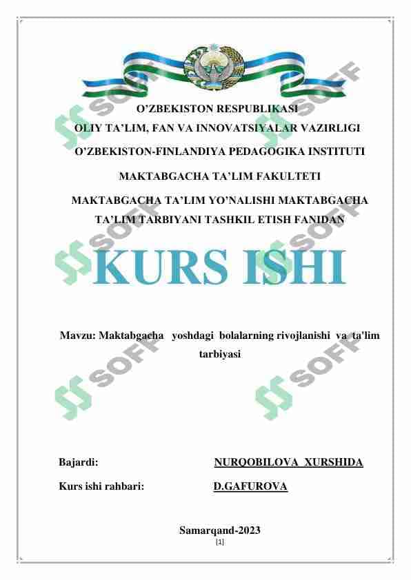 Maktabgacha yoshdagi bolalarning rivojlanishi va ta'lim tarbiyasi 1