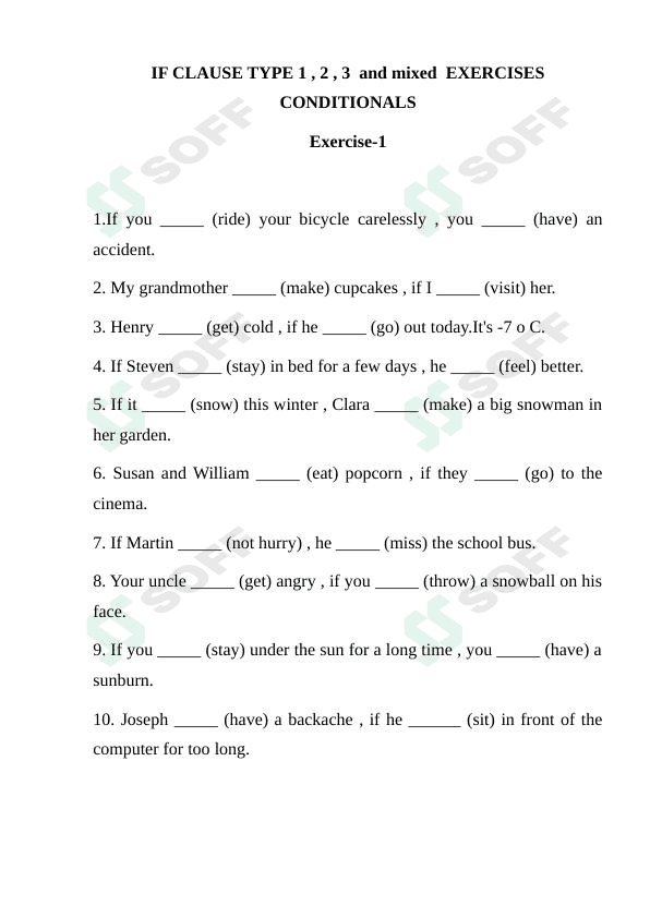 CONDITIONALS EXERCISES 1