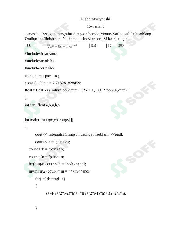 1-laboratoriya ishi 15-variant 1