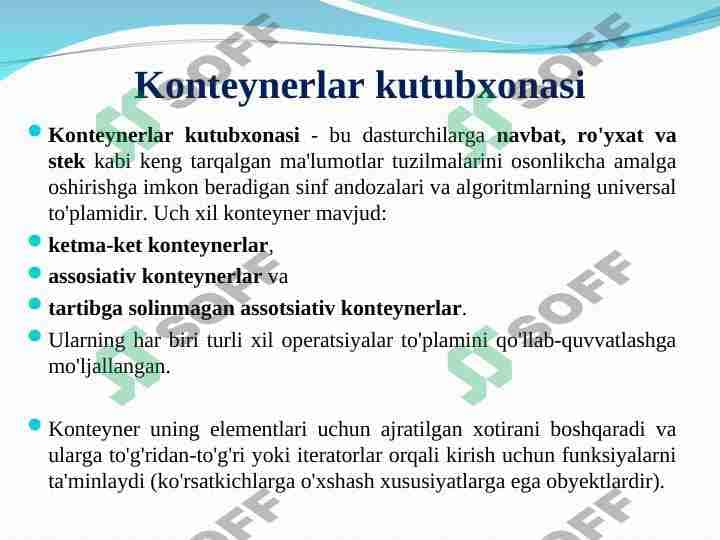 Konteynerlar kutubxonasi 1