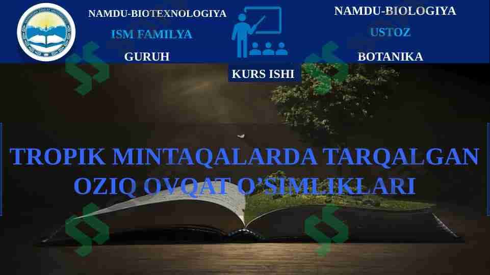 TROPIK MINTAQALARDA TARQALGAN OZIQ OVQAT O’SIMLIKLARI 1