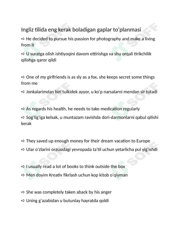 Ingliz tilida eng kerak bòladigan gaplar 1