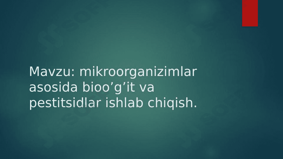 Mikroorganizmlar ishtirokida bioo'g'it ishlab chiqarish 1