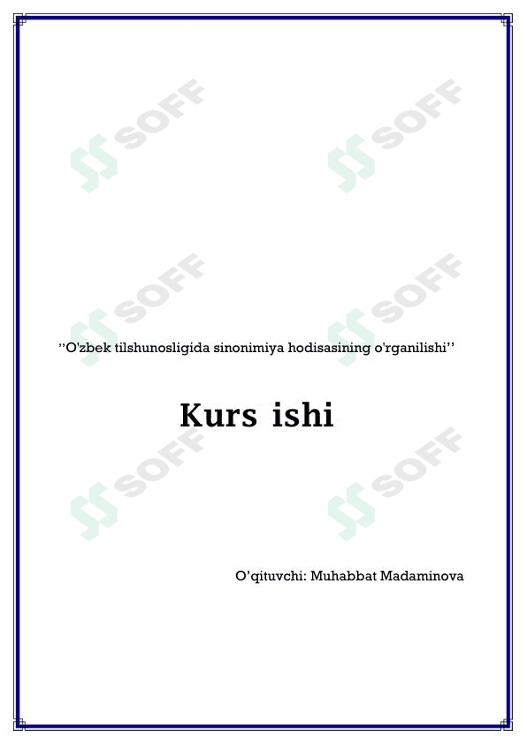 O'zbek tilshunosligida sinonimiya hodisasining o'rganilishi 1