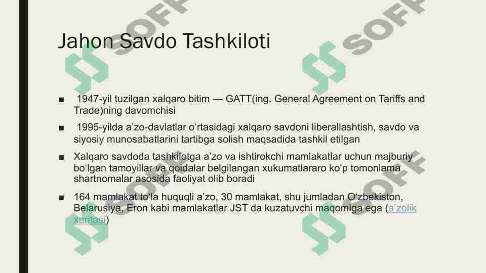 Jahon savdo tashkiloti 1