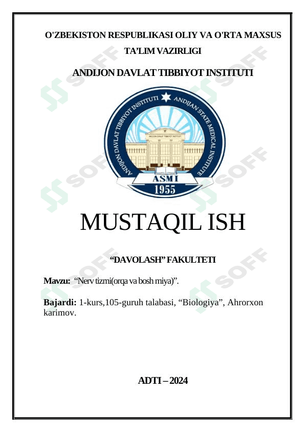 Nerv tizmi(orqa va bosh miya) 1