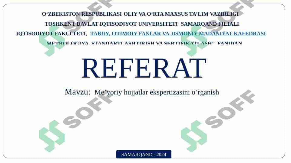 Me’yoriy hujjatlar ekspertizasini o’rganish 1