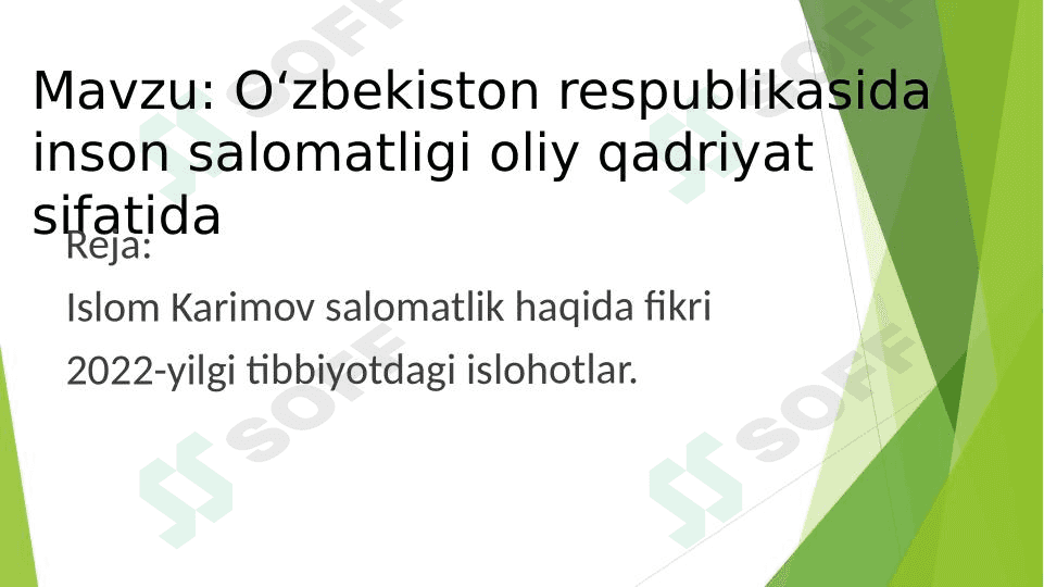 Oʻzbekistonda soʻnggi yillardagi tibbiyotda islohotlar 1