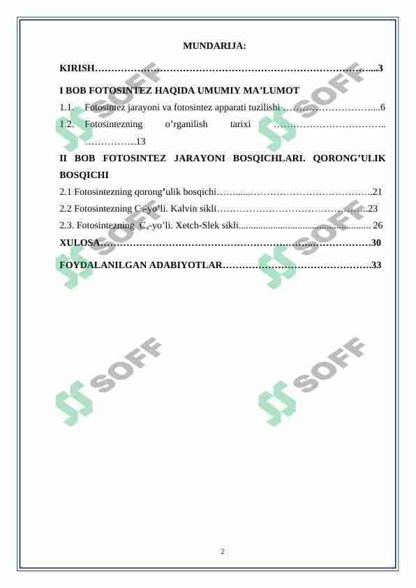 fotosintezning qorong'ulik bosqichi 1