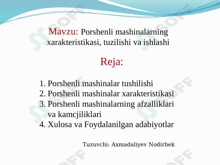 Porshenli mashinalar harakteristikasi 1