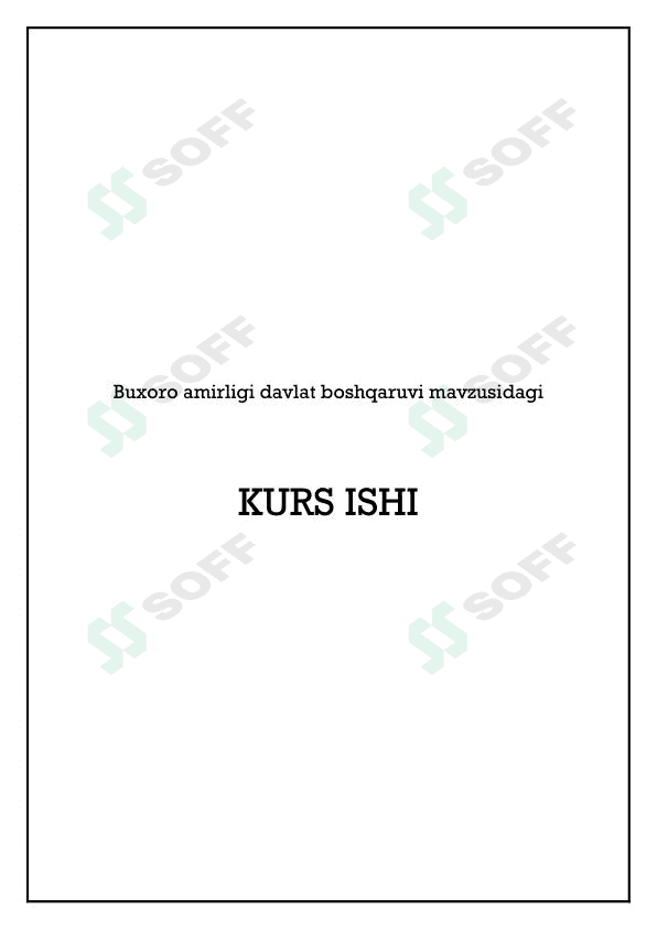 Buxoro amirligi davlat boshqaruvi mavzusidagi 1