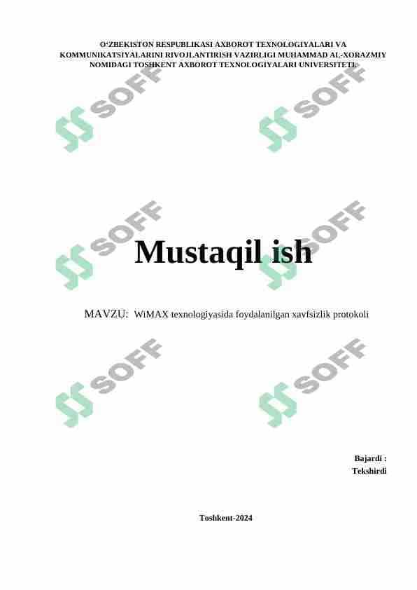 WiMAX texnologiyasida foydalanilgan xavfsizlik protokoli 1