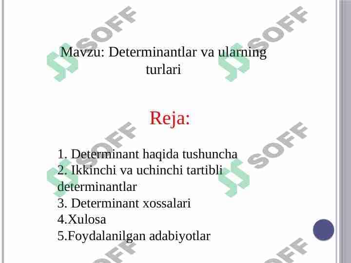 Determinantlar va ularning turlari 1