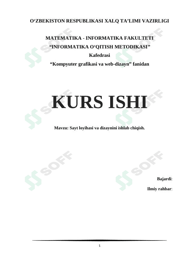Sayt loyihasi va dizaynini ishlab chiqish 1