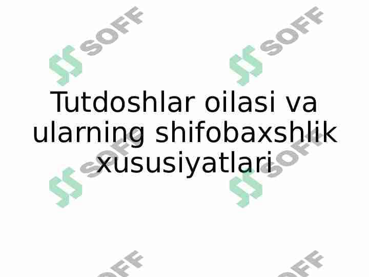 Tutdoshlar oilasi va ularning shifobaxshlik xususiyatlari 1