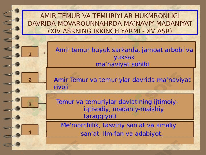 AMIR TEMUR VA TEMURIYLAR HUKMRONLIGI DAVRIDA MOVAROUNNAHRDA MA’NAVIY MADANIYAT (XIV ASRNING IKKINCHIYARMI - XV ASR) 1