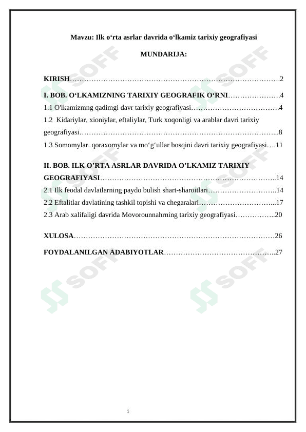 Ilk o'rta asrlar davrida o'lkamiz tarixiy geografiyasi 1