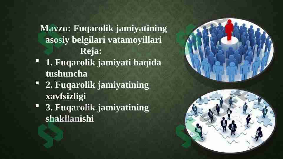 Fuqarolik jamiyatining asosiy belgilari va tamoyillari 1