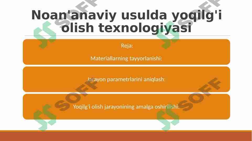 Noan'anaviy usulda yoqilg'i olish texnologiyasi 1