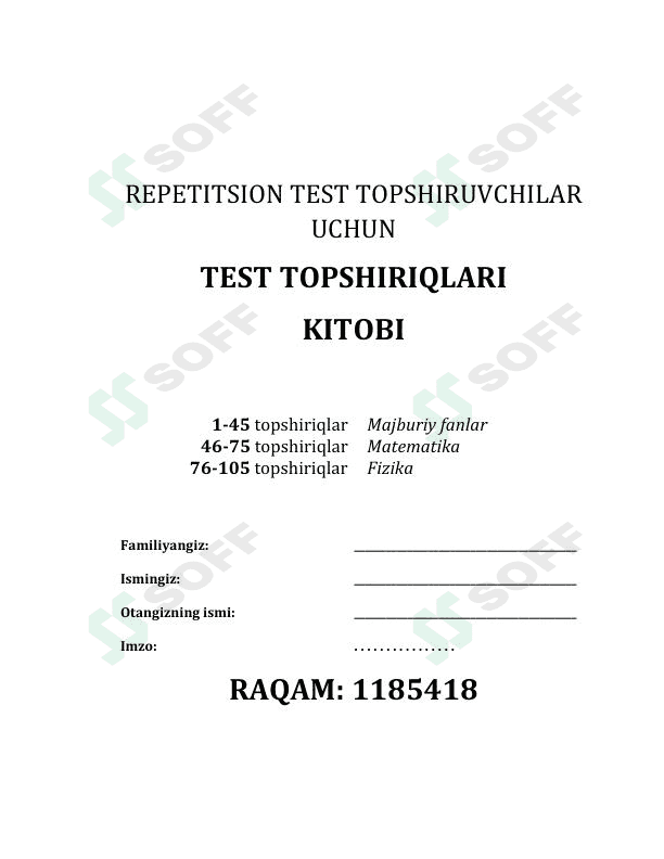 Majburiy fanlardan blok test Tushish EHTIMOLI BOR 1