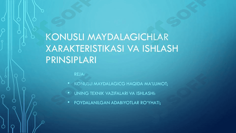 Konusli maydalagichlar harakteristikasi 1