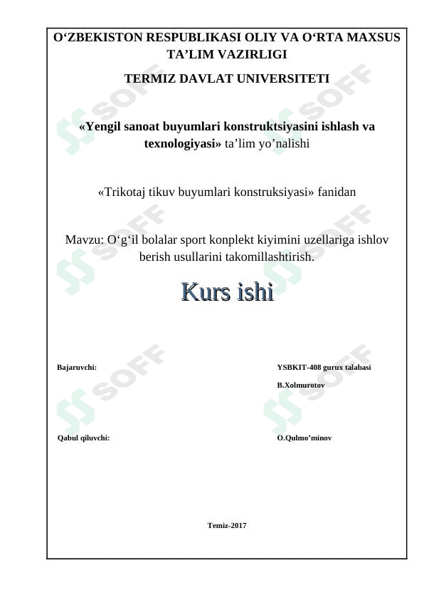O'g'il bolalar sport kiyimini konstruktsiyasini ishlab chiqish 1