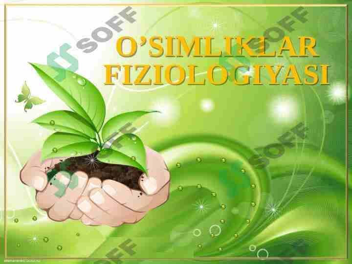 O’simliklarni sug’orish fiziologiyasi va istiqbollari 1