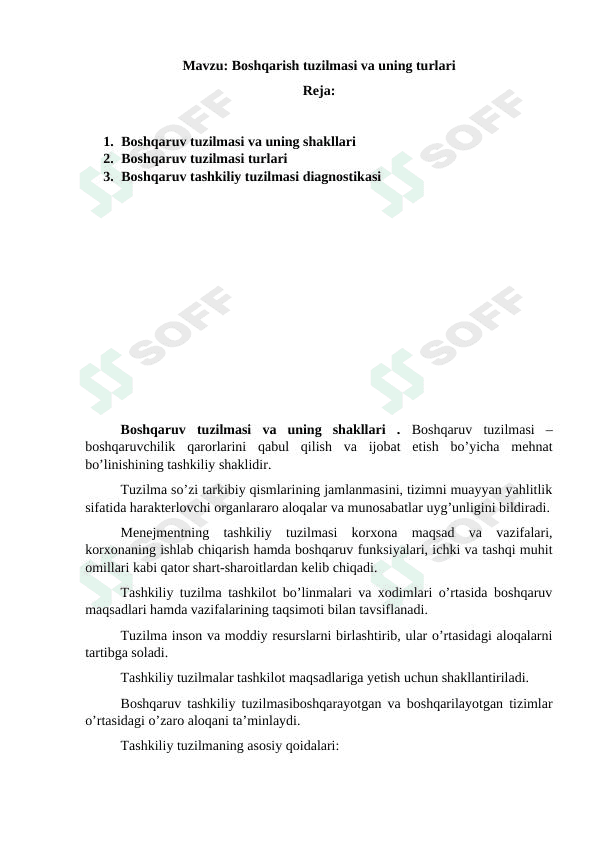 Boshqaruv tuzilmasi va uning turlari 1