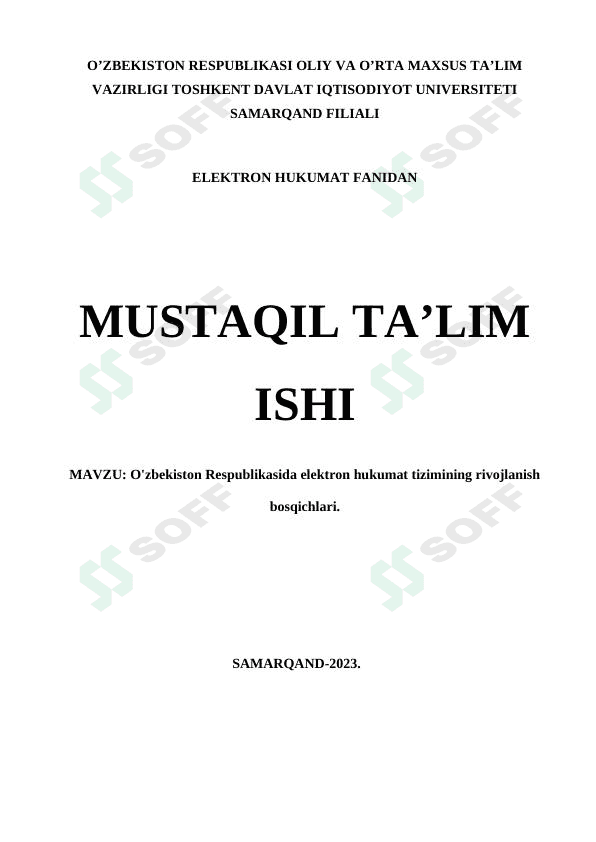 O'zbekiston Respublikasida elektron hukumat tizimining rivojlanish 1