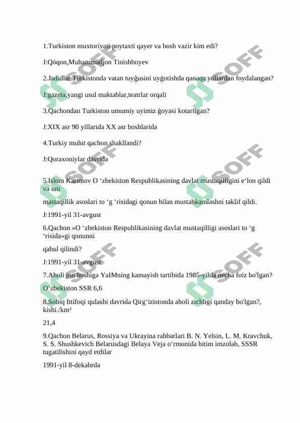 markaziy osiyo xalqlar tarixidan test 1