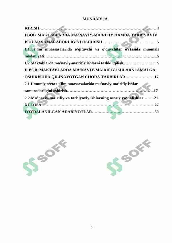 Maktabda ma’naviy va ma’rifiy ishlarni tashkil qilish metodikasi 1