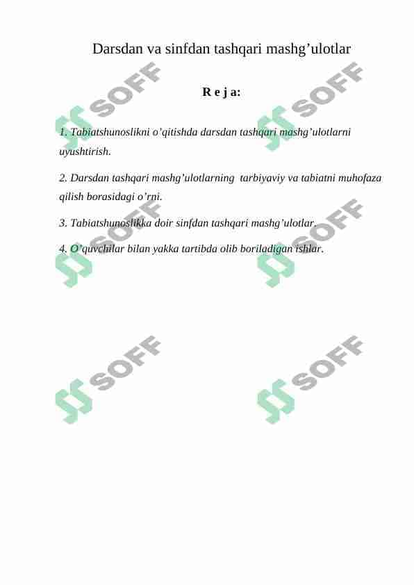 Darsdan va sinfdan tashqari mashg’ulotlar 8 betdan iborat 1