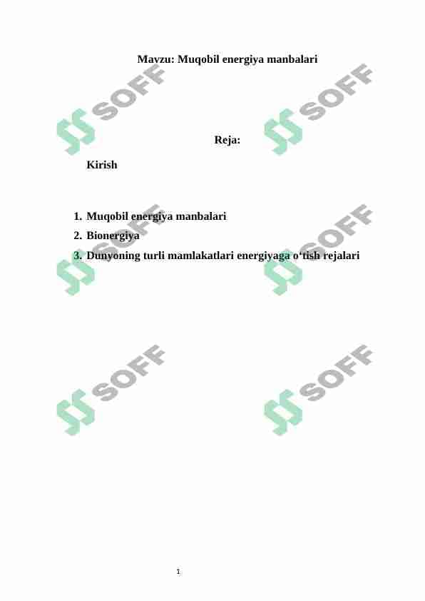 Muqobil energiya manbalari 1