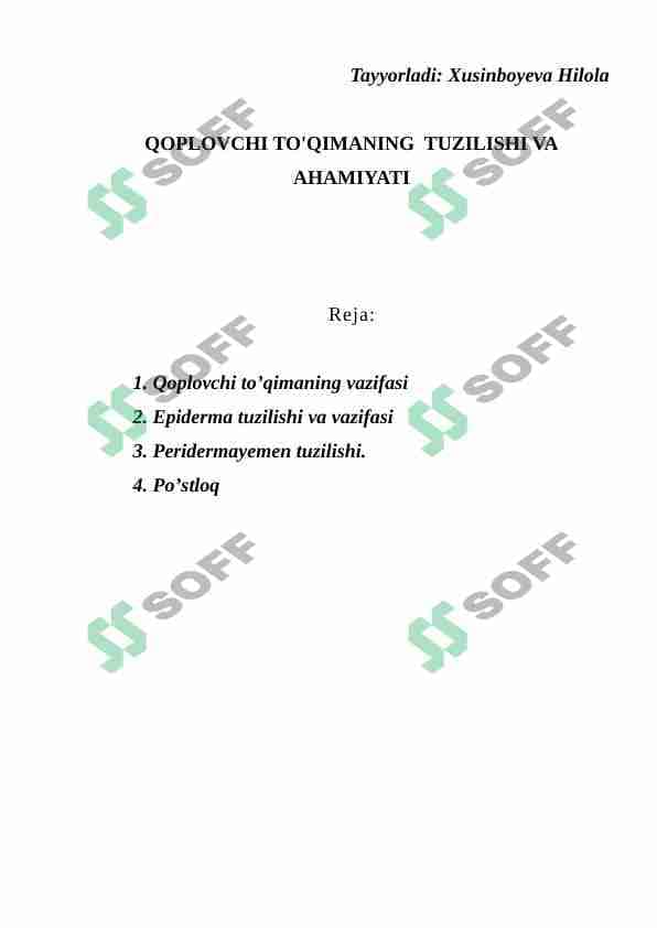QOPLOVCHI TO'QIMANING TUZILISHI VA AHAMIYATI 1