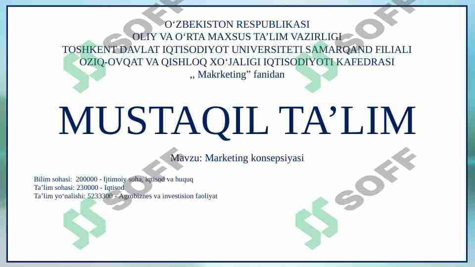 Marketing konsepsiyasi 1