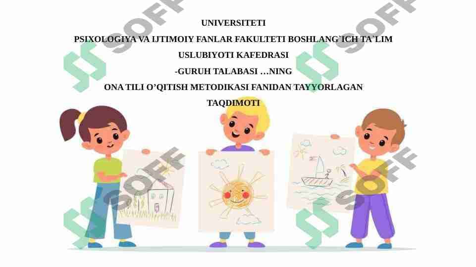 BOSHLANG’ICH SINFLAR DARSLIKLARIDA FE’L SO’Z TURKUMIGA OID MASHQLAR TASNIFI 1
