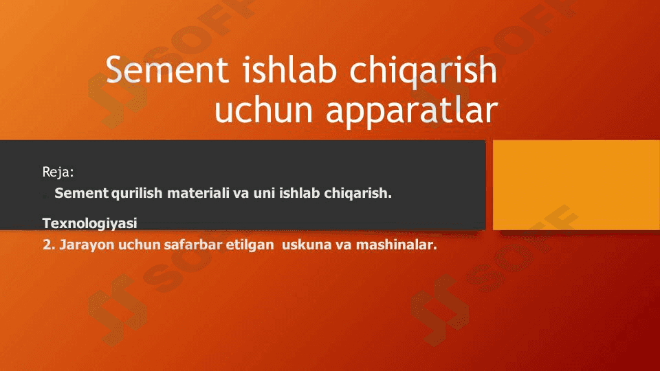 Sement ishlab chiqarish apparatlari 1